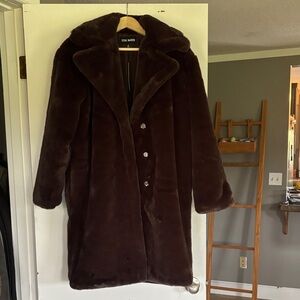 Steve Madden Chocolate 🍫 Faux Fur Long Coat Brand New!!